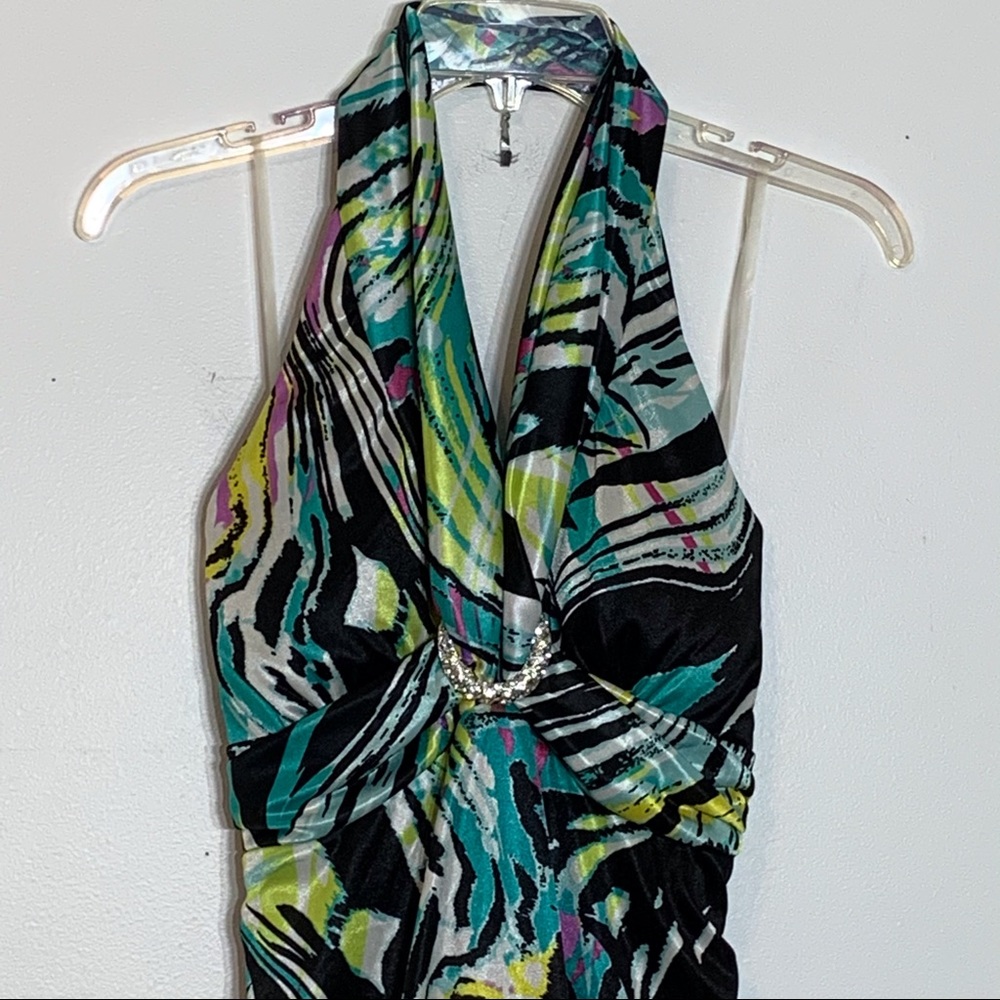 NWT My Michelle low V halter bright maxi dress‎